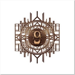 No 9 in golden age style - abstract numerals and art deco retro characters Posters and Art